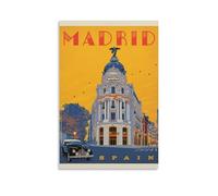 Póster de viaje retro del mundo de España Madrid, póster de la metrópolis de Madrid, impresión artística para pared, póster de pintura fotográfica, decoración familiar, 30 x 45 cm