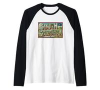 Póster de Viaje Retro Vintage de Carolina del Sur de los años 50 Camiseta Manga Raglan