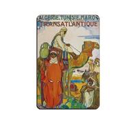 Póster de viaje vintage de Argelia, Túnez, Marruecos, póster de metal, letrero de estaño, arte elegante, retro, pintura de hierro, bar, cueva de personas, cafetería, garaje, póster decorativo de pared