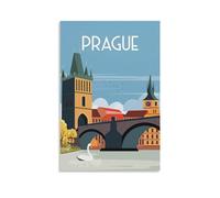 Póster de viaje vintage de la ciudad de Praga y arte de pared, impresión moderna de decoración de dormitorio familiar, 30 x 45 cm