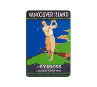 Póster de viaje vintage de la isla de Vancouver de golf, póster retro de metal, arte elegante, pintura de hierro, bar, cueva de personas, cafetería, garaje, póster decorativo de pared, 20 x 30 cm