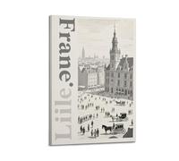 Póster de viaje vintage de Lille Francia del siglo XIX, póster decorativo de la torre del reloj, lienzo para pared e impresión artística moderna, decoración de dormitorio familiar, pósteres de 30 x 45