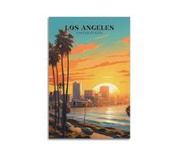 Póster de viaje vintage de Los Ángeles, Estados Unidos, lienzo decorativo para pared, dormitorio, moderno, impresión para el hogar, 50 x 75 cm