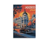 Póster de viaje vintage de Madrid España (8) decoración del hogar para colgar en la pared, impresión decorativa para dormitorio, habitación, estética, 20 x 30 pulgadas (50 x 75 cm)