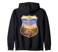 Póster de Viaje Vintage de Michigan Ave US-12 Road Detroit MI Sudadera con Capucha