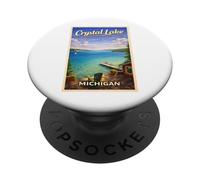 Póster de Viaje Vintage de Michigan Crystal Lake Up North MI PopSockets PopGrip Adhesivo