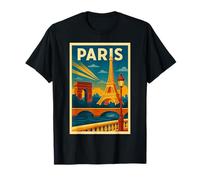 Póster de Viaje Vintage de París Retro Art Deco Francia Camiseta