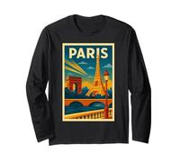 Póster de Viaje Vintage de París Retro Art Deco Francia Manga Larga
