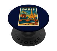 Póster de Viaje Vintage de París Retro Art Deco Francia PopSockets PopGrip Adhesivo