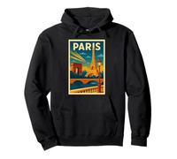 Póster de Viaje Vintage de París Retro Art Deco Francia Sudadera con Capucha