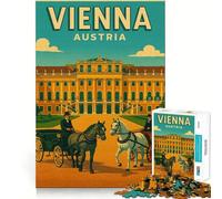 Póster de Viaje Vintage de Viena,Austria Rompecabezas de 1000 Piezas Diversión para Entrenar la Mente Encaje Huecos Actividad para Compartir con Seres Queridos (38x52cm)
