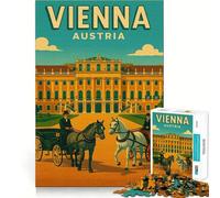 Póster de Viaje Vintage de Viena,Austria Rompecabezas de 1000 Piezas Juguete Creativo para desarrollar Habilidades Cierre Seguro Sin Piezas Sueltas Actividad para Compartir en Familia (38x26cm)