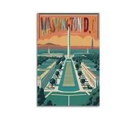 Póster de viaje vintage de Washington D.C. Estados Unidos (10) impresiones en lienzo para colgar en la pared, idea de decoración del hogar, 60 x 90 cm