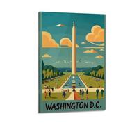 Póster de viaje vintage de Washington D.C. Estados Unidos (2) impresiones en lienzo para colgar en la pared, idea de decoración del hogar, 60 x 90 cm