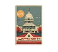 Póster de viaje vintage de Washington D.C. Estados Unidos (4) impresiones artísticas para pared, lienzo para colgar, idea de decoración del hogar, 20 x 30 cm