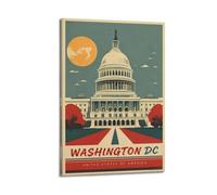 Póster de viaje vintage de Washington D.C. Estados Unidos (4) lienzos artísticos para pared, sala de estar, dormitorio, decoración de obras de arte de 50 x 75 cm