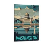 Póster de viaje vintage de Washington D.C. Estados Unidos (9) decoración del hogar, arte para colgar en la pared, impresión decorativa para dormitorio, habitación, estética, 40 x 60 cm