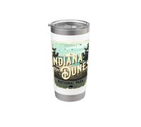 Póster de viaje vintage del Parque Nacional de las Dunas de Indiana Vaso térmico de acero inoxidable de doble pared
