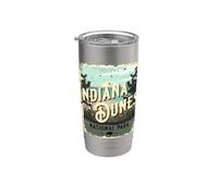 Póster de viaje vintage del Parque Nacional de las Dunas de Indiana Vaso térmico de acero inoxidable de doble pared