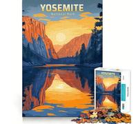 Póster de Viaje Vintage del Parque Nacional Yosemite para Adultos,Rompecabezas de 1000 Piezas,diversión,Juego, Corte láser,Tiempo Tranquilo,Ejercicio Mental en casa (38x52cm)