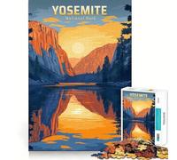 Póster de Viaje Vintage del Parque Nacional Yosemite,Rompecabezas de 1000 Piezas para Adolescentes,Juego de Habilidades mentales,Corte láser para un Ajuste,Actividad grupal Relajante para Interiores
