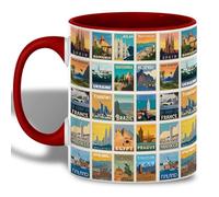 Póster De Viaje Vintage Tazas De Cerámica Chic Tazas De Desayuno Único Taza De Café Para Bebidas Frías Y Calientes Hogar Espresso 330Ml