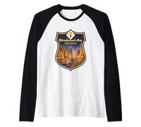 Póster de Viaje Vintage Woodward Road M-1 Metro Detroit MI Camiseta Manga Raglan