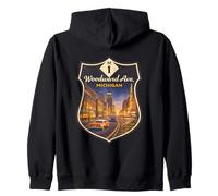 Póster de Viaje Vintage Woodward Road M-1 Metro Detroit MI Sudadera con Capucha