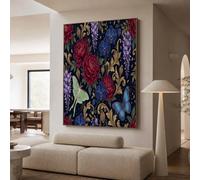 Póster de Victoria Flores para Decoración de Pared Borgoña Azul Marino Poster Peonía Phalaenopsis Orquídea Luna de Pared para Oficina Sala de Estar decorazione di interni 24x31 pulgadas Sin Marco
