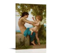 Póster de William Adolphe Bouguereau - Chica joven defendiéndose contra Eros, obra maestra clásica, impresión fotográfica, lienzo, decoración del hogar, dormitorio, decoración moderna, 50 x 75 cm