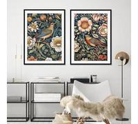 Póster de William Morris con diseño de flores y pájaros, lienzo, arte floral para pared, impresiones botánicas, decoración del hogar para sala de estar, 70 x 100 cm, 2 piezas sin marco