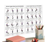 Póster de yoga de silla Elderly Seated Fitness Senior Exercise Chart Bedroom