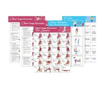 Póster de yoga en silla, 11 piezas, póster de instrucciones, sin boxeo, tabla de entrenamiento para sillas para personas mayores, para pilates, pérdida de peso, hogar, gimnasio, lugar de trabajo