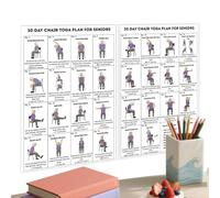Póster de yoga en silla | Póster de fitness para personas mayores sentadas | Tabla de ejercicios para silla senior para dormitorio, apartamento, dormitorio, hogar, oficina, gimnasio, sala de estar