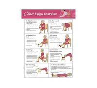 Póster de yoga para silla, póster de orientación de entrenamiento sentado, tabla de entrenamiento sin perforar para pilates, pérdida de peso, entrenamiento de fuerza, yoga, adultos, personas mayores