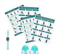 Póster de yoga para silla, tarjetas de postura de estiramiento, arte de pared de fitness con 4 piezas, guía de ejercicios con instrucciones visuales, decoración de gimnasio en casa, para principiantes
