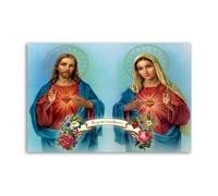 Póster decorativo con diseño de corazón sagrado católico de Jesús, corazón inmaculado de María, lienzo decorativo para pared e impresión artística moderna, decoración de dormitorio familiar, 60 x 90