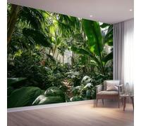 Poster Decorativo da Parete Verde Quadro su Tela 350 x 256 cm Stampa Moderna per Soggiorno Camera Ufficio Motivo Selva tropical Hojas Primer plano Wall Art Non Adesivo