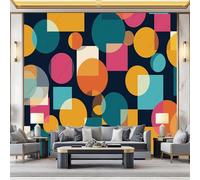 Poster Decorativo da Parete Vistoso Quadro su Tela 200 x 140 cm Stampa Moderna per Soggiorno Camera Ufficio Motivo Retro Geométrico Círculo Cuadrado Wall Art Non Adesivo
