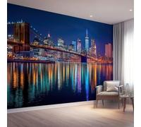 Poster Decorativo da Parete Vistoso Quadro su Tela 200 x 140 cm Stampa Moderna per Soggiorno Camera Ufficio Motivo Escena nocturna Paisaje urbano Arquitectura Puente Wall Art Non Adesivo