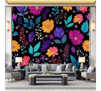 Poster Decorativo da Parete Vistoso Quadro su Tela 200 x 140 cm Stampa Moderna per Soggiorno Camera Ufficio Motivo Garabato Lindo Flores Hojas Wall Art Non Adesivo