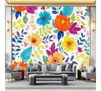 Poster Decorativo da Parete Vistoso Quadro su Tela 250 x 175 cm Stampa Moderna per Soggiorno Camera Ufficio Motivo Flores pintadas con vibrantes hojas Wall Art Non Adesivo