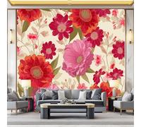 Poster Decorativo da Parete Vistoso Quadro su Tela 250 x 175 cm Stampa Moderna per Soggiorno Camera Ufficio Motivo Retro Flores Textura Wall Art Non Adesivo