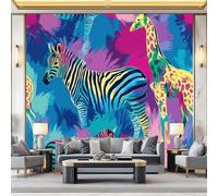 Poster Decorativo da Parete Vistoso Quadro su Tela 300 x 210 cm Stampa Moderna per Soggiorno Camera Ufficio Motivo Fantasía con mezcla de cebras y abstracto Wall Art Non Adesivo
