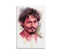 Póster decorativo de actor Johnny Depp en acuarela, lienzo para pared e impresión artística moderna para dormitorio familiar, 40 x 60 cm