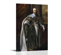 Póster decorativo de Anthony Van Dyck, retrato del rey Carlos, obra maestra, lienzo impreso, arte de pared para sala de estar, dormitorio, oficina, decoración del hogar, 20 x 30 cm