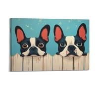 Póster decorativo de dueto de bulldog francés, lienzo, póster de pared e imagen artística moderna para decoración de dormitorio familiar, 30 x 45 cm