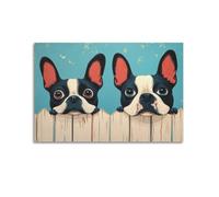 Póster decorativo de dueto de bulldog francés, lienzo, póster de pared e imagen artística moderna para decoración de dormitorio familiar, 40 x 60 cm