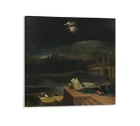 Póster decorativo de John Martin Painter's Arrepentimiento de Nínive, lienzo decorativo para pared, sala de estar, dormitorio, 28 x 28 pulgadas (70 x 70 cm)