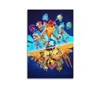 Póster decorativo de la serie Crash Bandicoot con diseño de juego de 2 pósteres de lienzo para pared e impresión artística moderna para dormitorio familiar, 60 x 90 cm